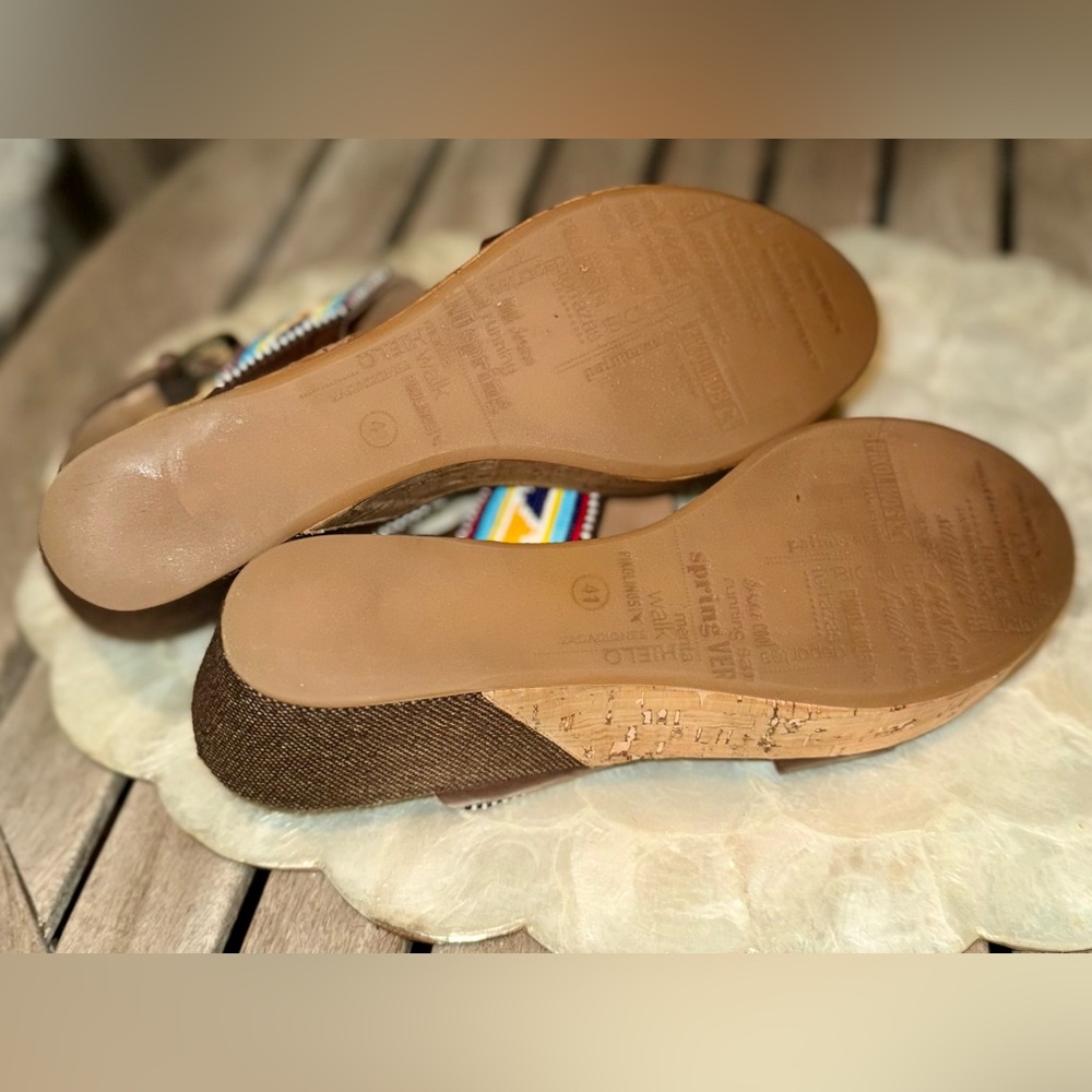 Women’s Pikolinos Brown Beaded Strappy Wedge Sandals! - Picture 7 of 8